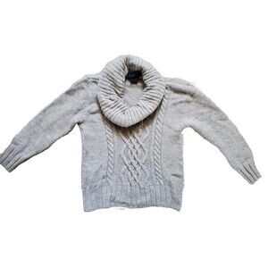 Peregrine Wool Sweater Women Small Made in England Heavy Cable Knit Cowl Neck